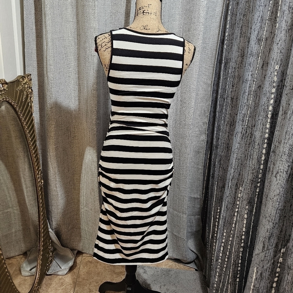 Isabel Maternity Black & White Striped Sleeveless Dress Size S - Picture 3 of 8